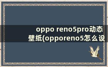 oppo reno5pro动态壁纸(opporeno5怎么设置自己的动态壁纸)